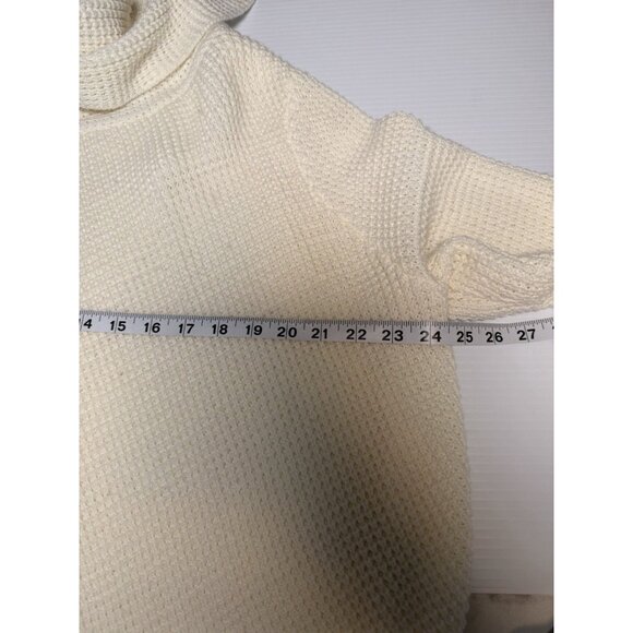 Kate and Sam Overlap Sweater Women’s L Ivory Cowl Neck‎ Waffle Knit Cape Split - Picture 7 of 9